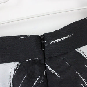 Womens Chevron Midi Skirt Black White | Small