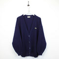 CHEMISE LACOSTE 90s Knit Cardigan Navy Blue | XL