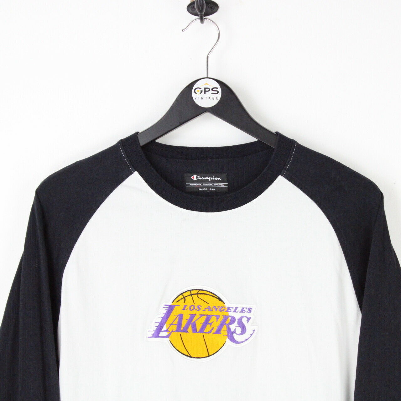 Mens CHAMPION LA LAKERS Long Sleeve T-Shirt White | Medium