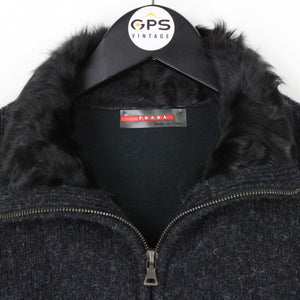 Womens PRADA 00s Wool Jumper Grey | Small