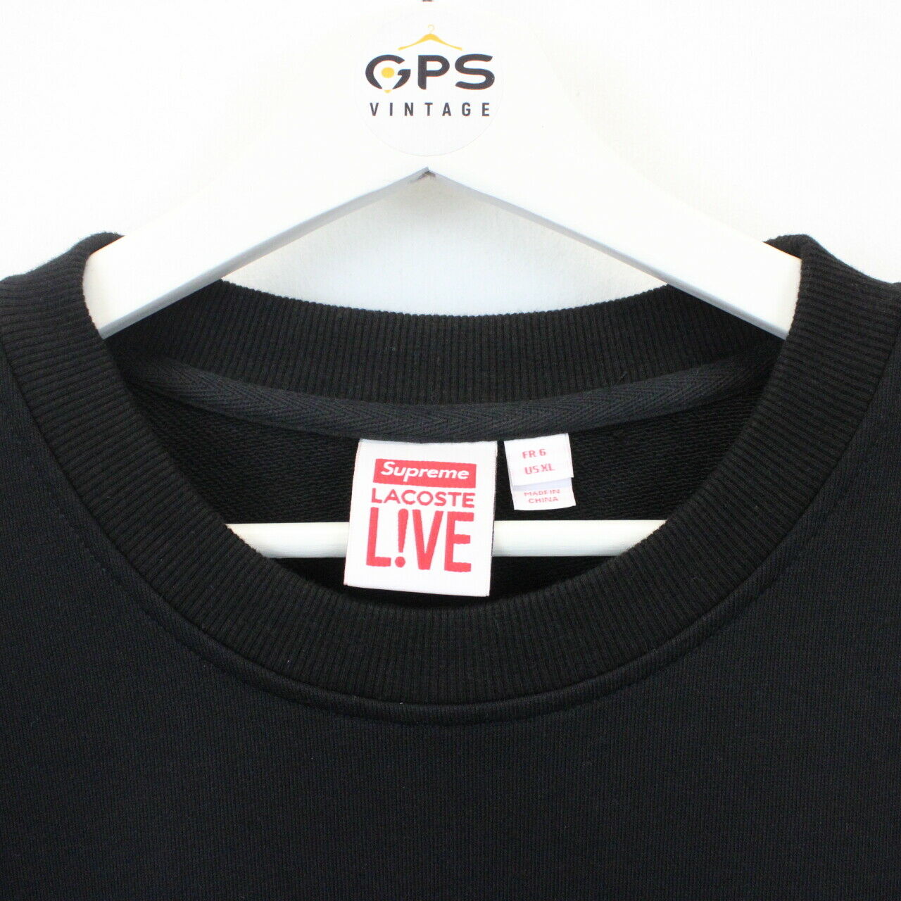 SUPREME LACOSTE Sweatshirt Black | XL