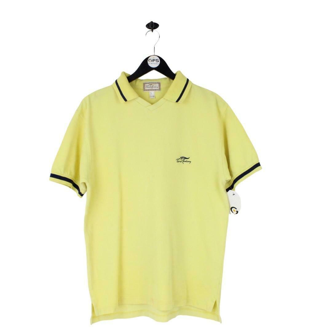 Mens THOMAS BURBERRY 90s Polo Shirt Yellow Large GPS Vintage