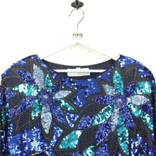 Load image into Gallery viewer, Womens 90s Sequin Top Blue | XL
