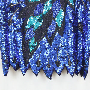 Womens 90s Sequin Top Blue | XL