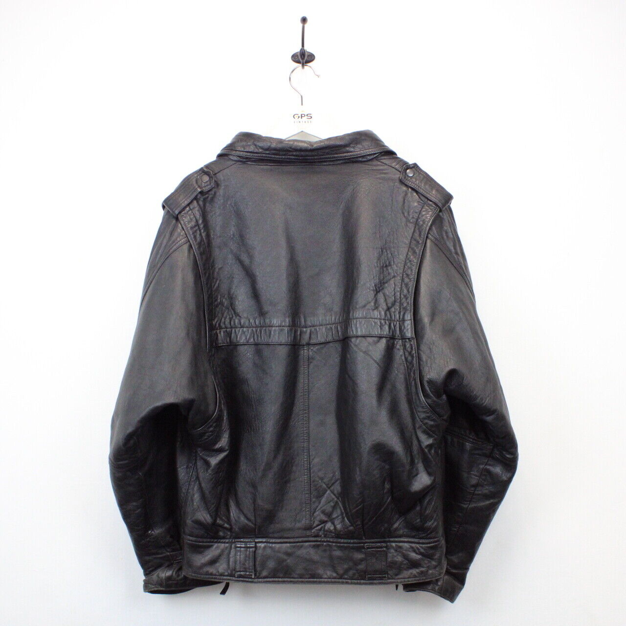 Biker 80s Leather Jacket Black | Medium