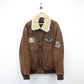 Leather Aviator Jacket Brown | XL
