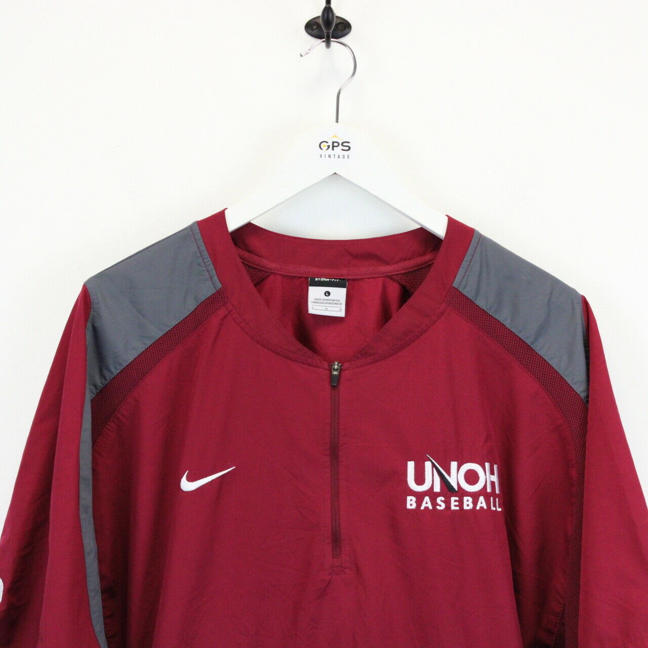 NIKE 1/4 Zip T-Shirt Red | Large