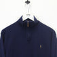 RALPH LAUREN 1/4 Zip Knit Sweatshirt Navy Blue | Small