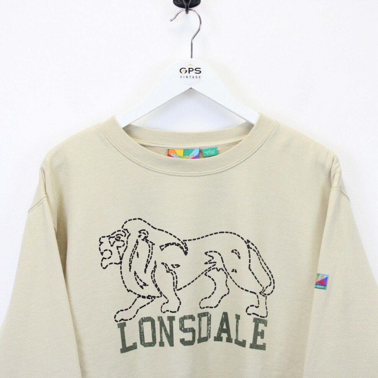 LONSDALE 00s Sweatshirt Beige | Large