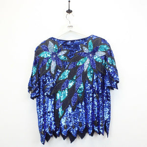 Womens 90s Sequin Top Blue | XL