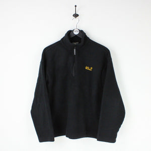Mens JACK WOLFSKIN 1/4 Zip Fleece Black | Large