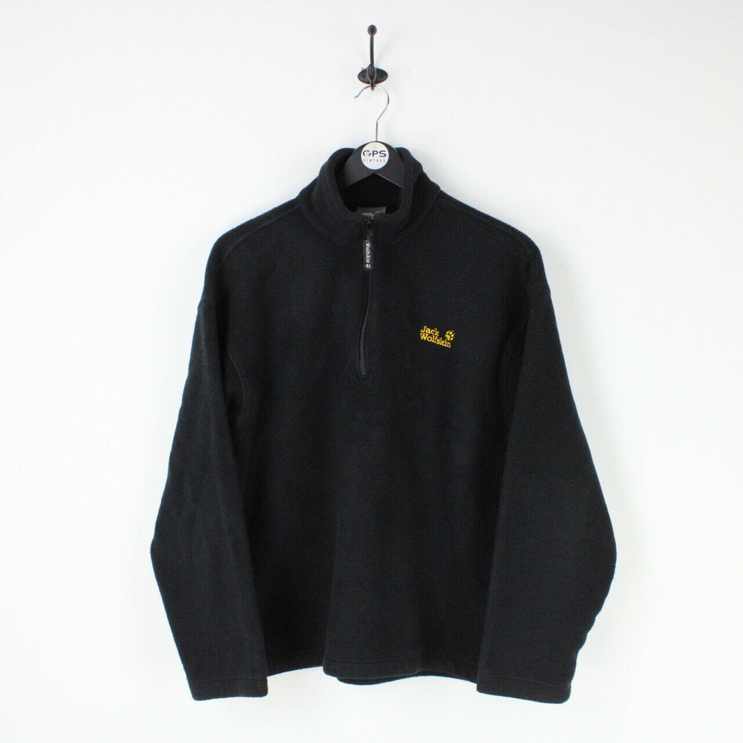 Mens JACK WOLFSKIN 1/4 Zip Fleece Black | Large