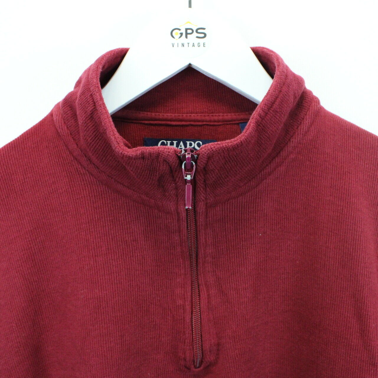 CHAPS 1/4 Zip Knit Sweatshirt Red | XL