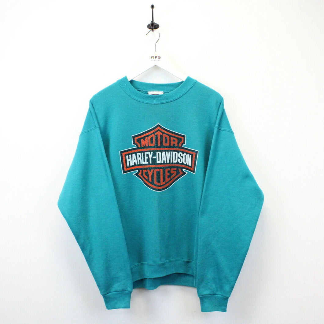 HARLEY DAVIDSON 90s Sweatshirt Green | Large