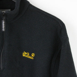 Mens JACK WOLFSKIN 1/4 Zip Fleece Black | Large