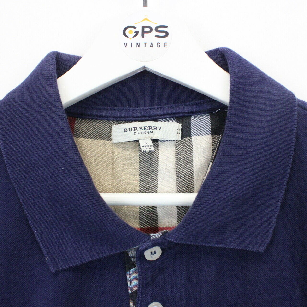 BURBERRY Polo Shirt Navy Blue | Large