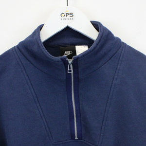 NIKE AIR 90s 1/4 Zip Sweatshirt Navy Blue | Large