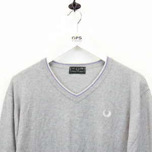 FRED PERRY 90s Knit Sweatshirt Grey | Medium