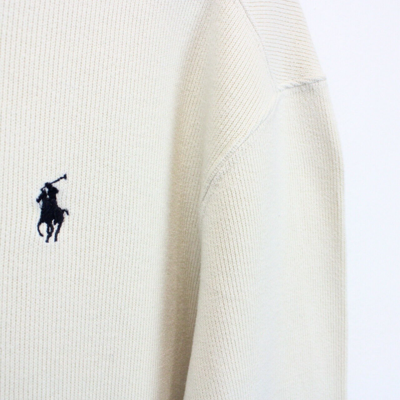 RALPH LAUREN 1/4 Zip Sweatshirt Beige | Medium