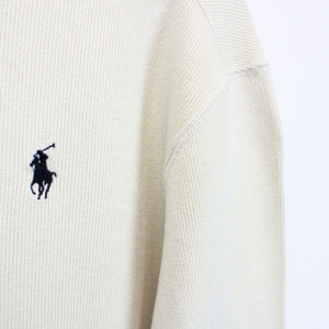 RALPH LAUREN 1/4 Zip Sweatshirt Beige | Medium