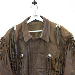 Womens 90s Leather Western Jacket Brown | Medium