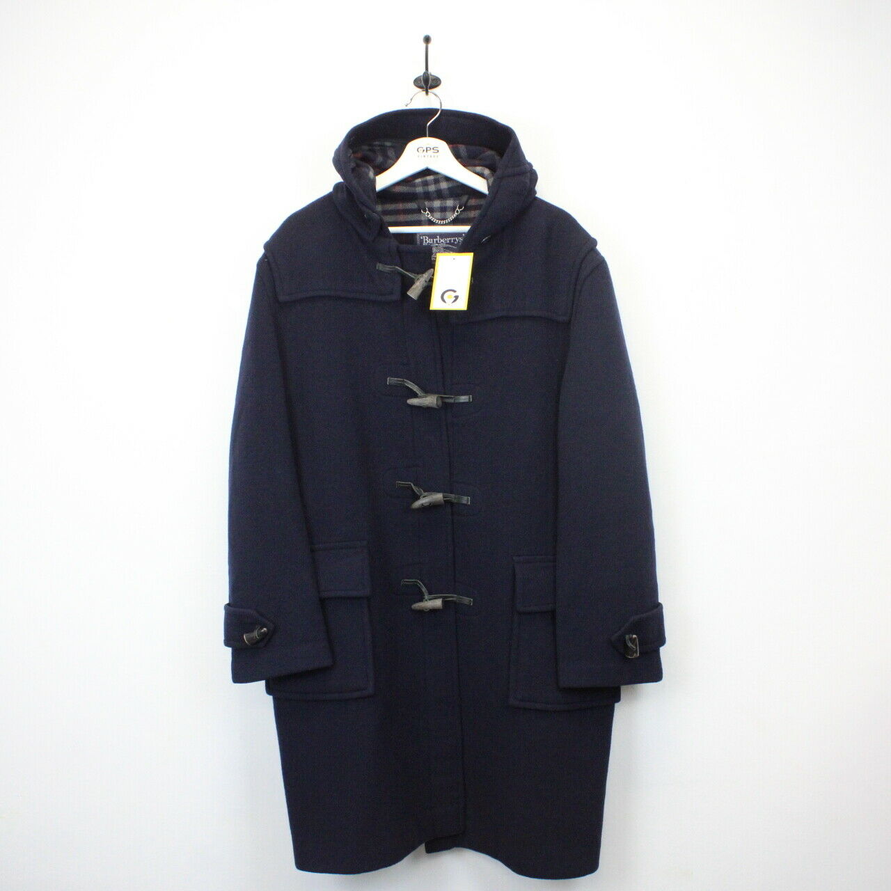 BURBERRYS 90s Wool Duffle Coat Navy Blue | Large