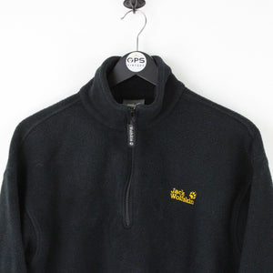 Mens JACK WOLFSKIN 1/4 Zip Fleece Black | Large