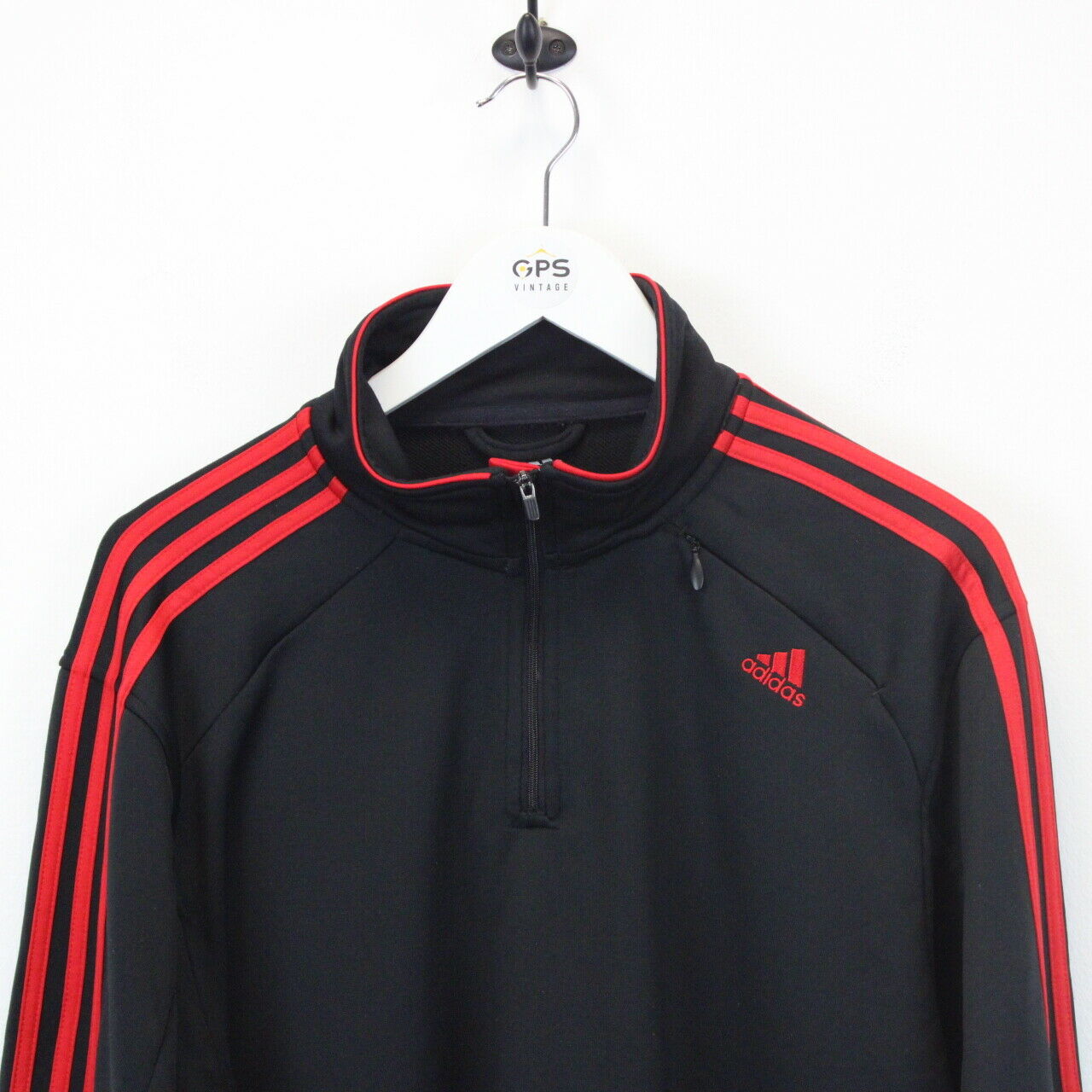 ADIDAS 1/4 Zip Sweatshirt Black | Large