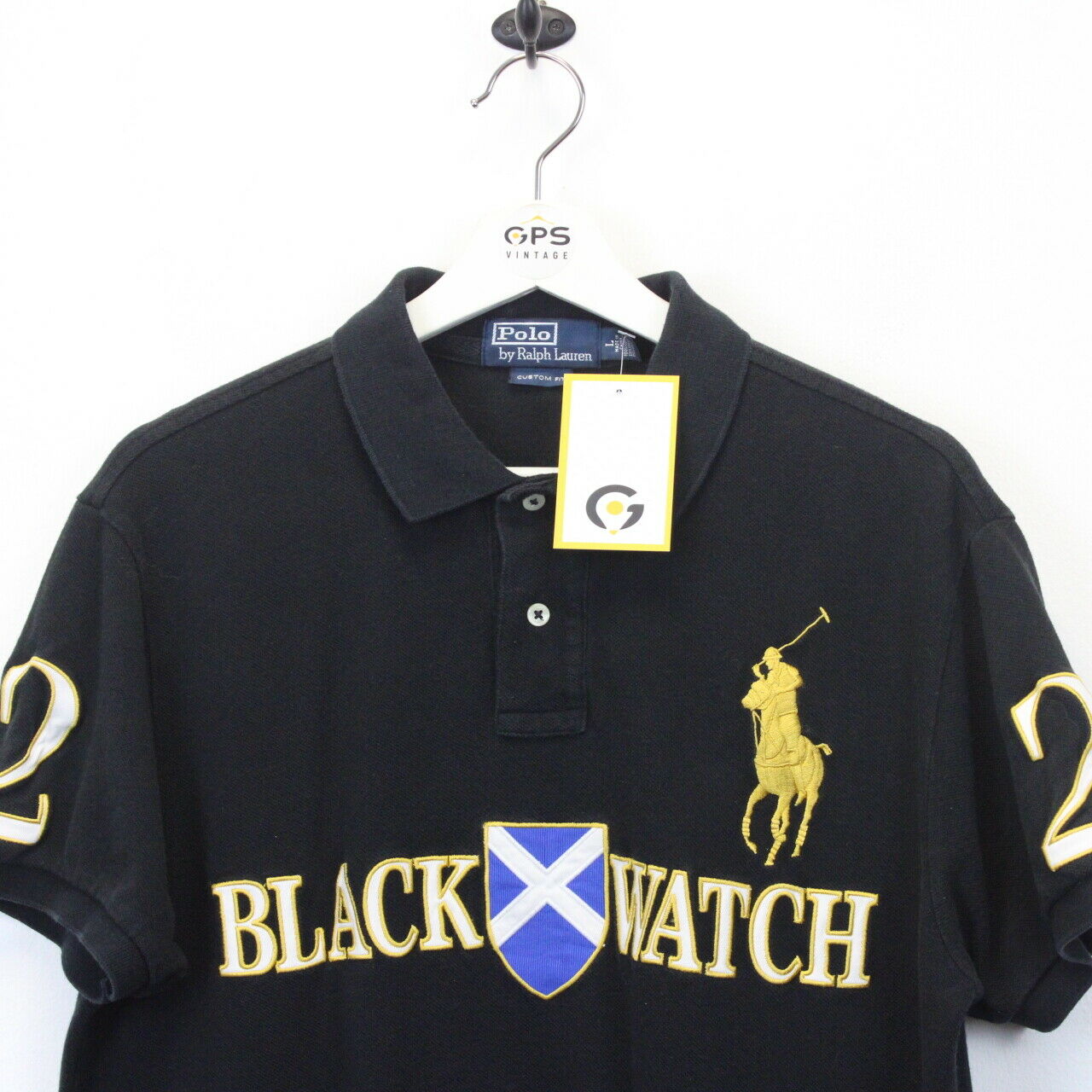 RALPH LAUREN 00s Polo Shirt Black | Large