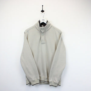 CHAMPION 1/4 Zip Sweatshirt Beige | Large