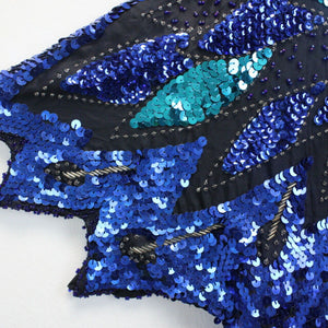 Womens 90s Sequin Top Blue | XL