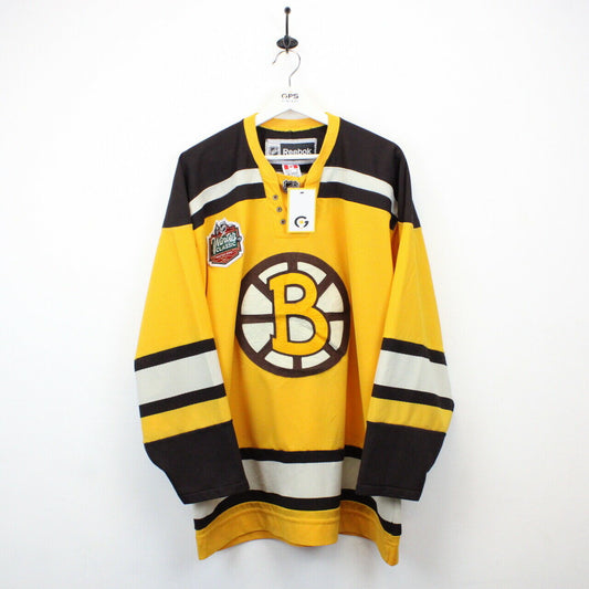 NHL REEBOK 00s Boston BRUINS Jersey Yellow | XL