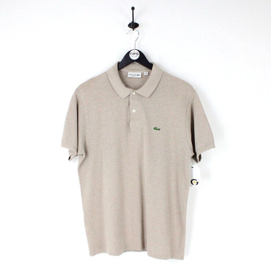 LACOSTE Polo Shirt Khaki Beige | Large