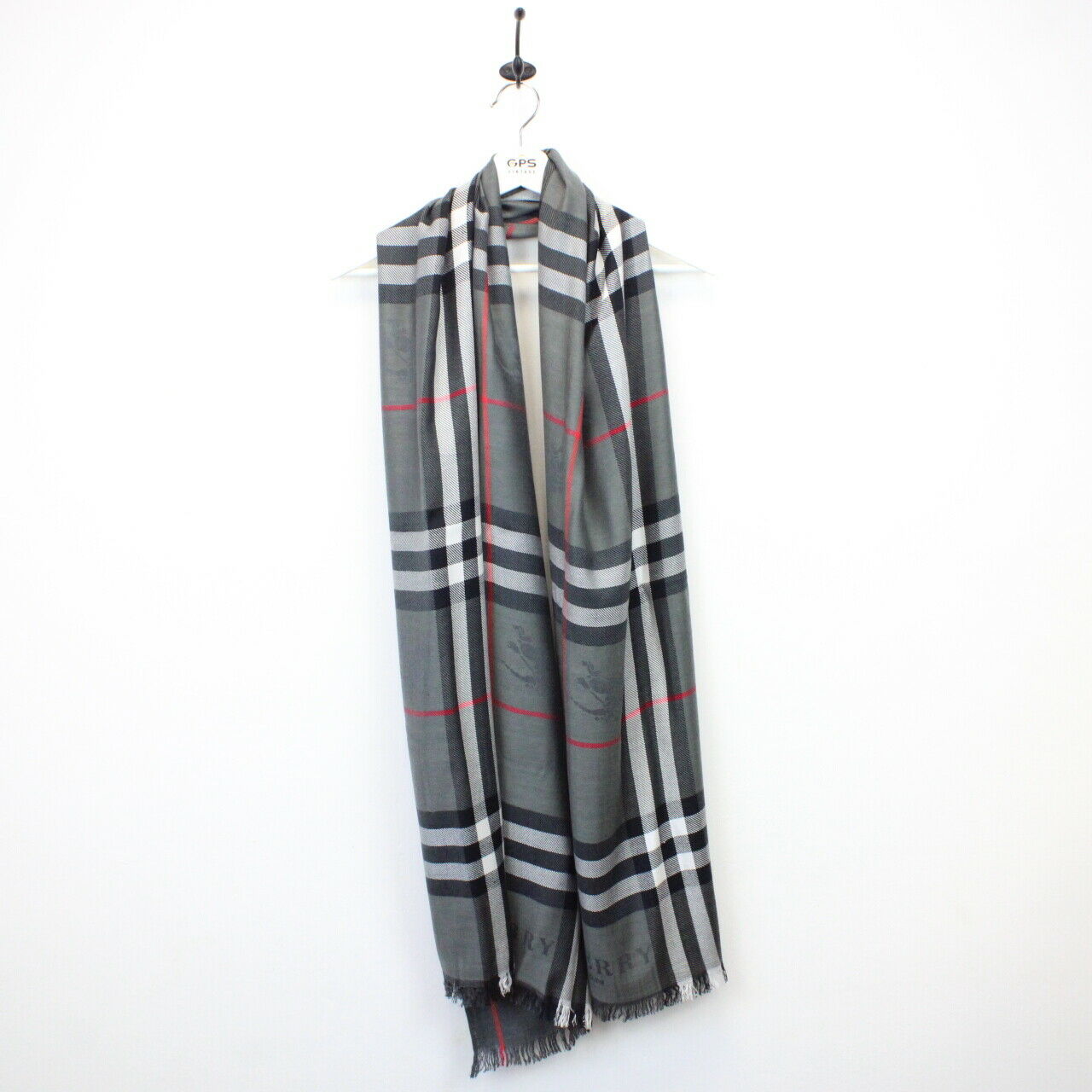 Womens BURBERRY Nova Check Scarf Grey GPS Vintage