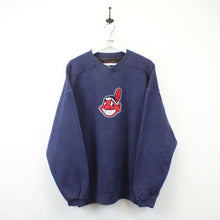 Load image into Gallery viewer, MLB STARTER 90s Cleveland INDIANS Sweatshirt Navy Blue | XL
