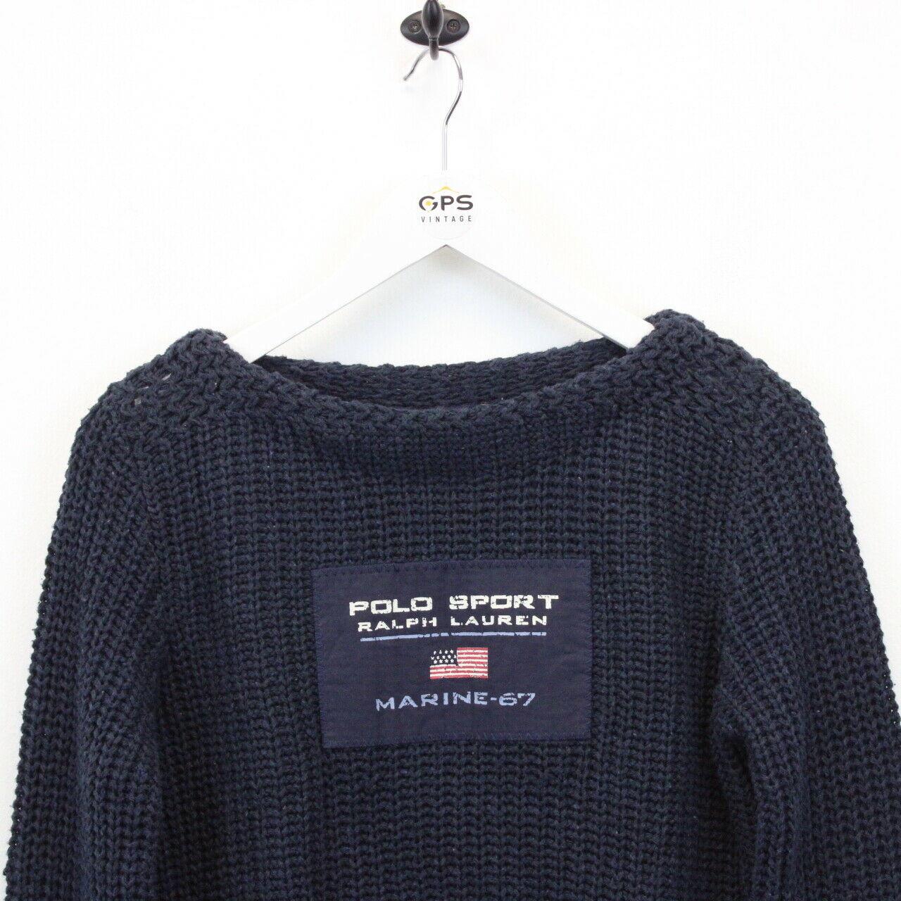 Womens RALPH LAUREN 90s Knit Sweatshirt Navy Blue | Medium