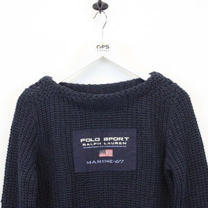 Womens RALPH LAUREN 90s Knit Sweatshirt Navy Blue | Medium