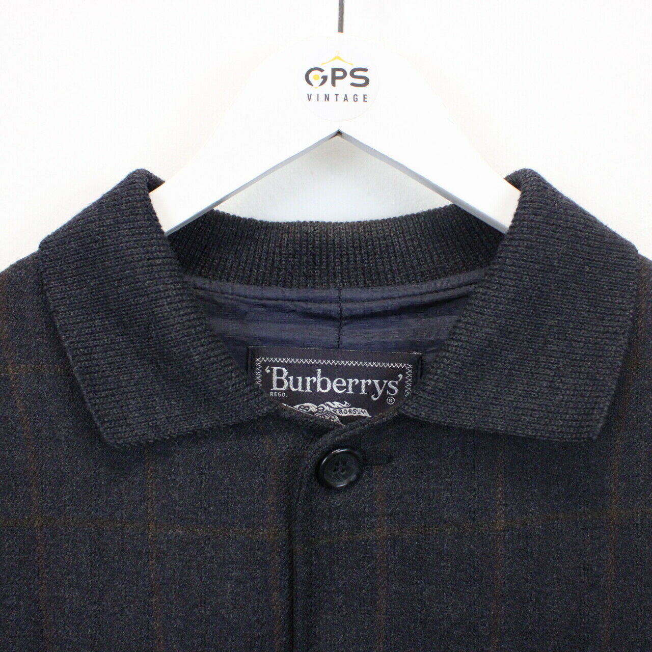 BURBERRYS 90s Mac Coat Navy Blue | Large