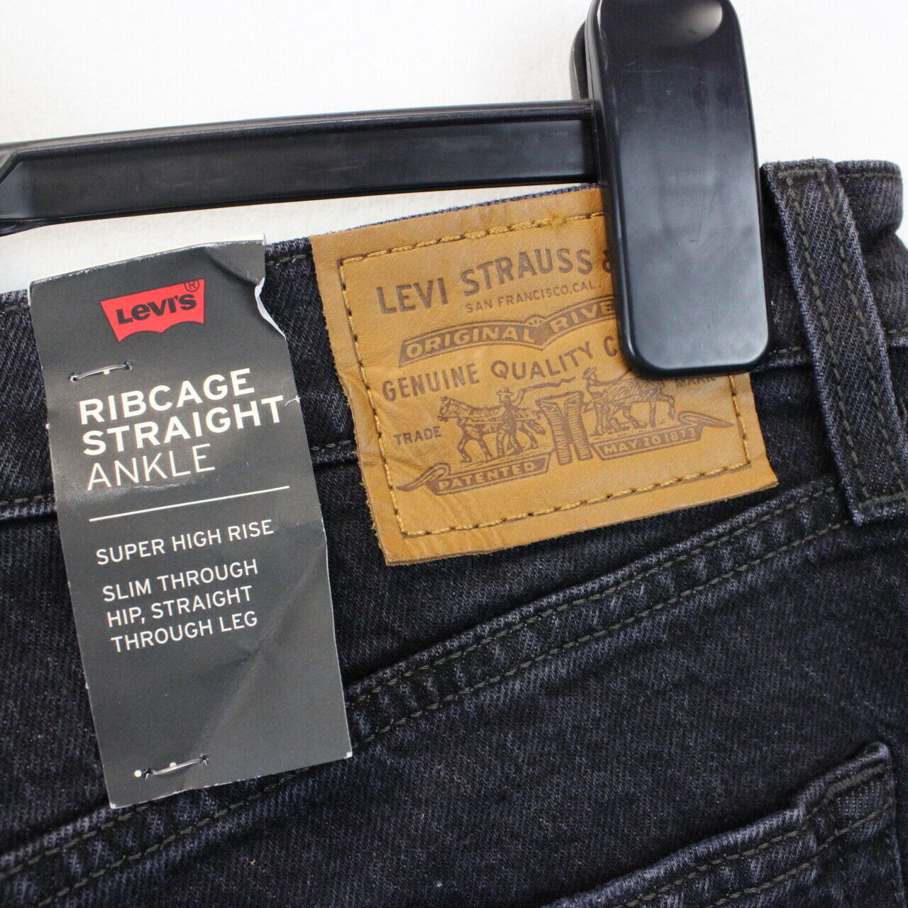 Womens LEVIS Ribcage Jeans Black Charcoal | W31 L27