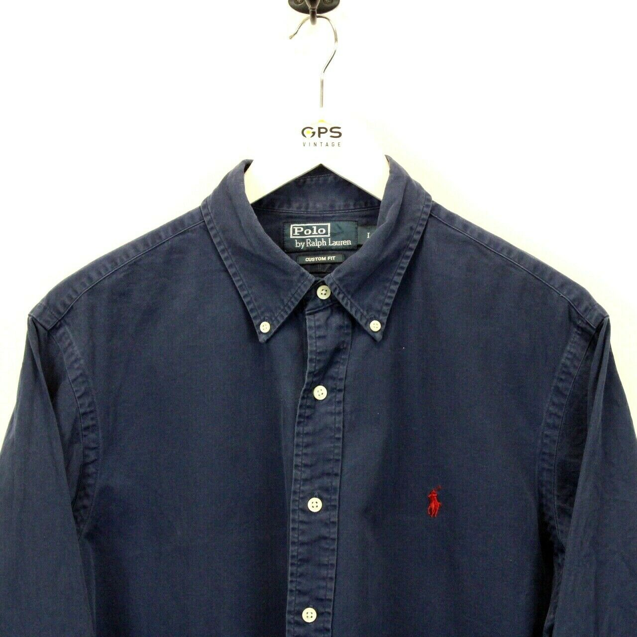 RALPH LAUREN 90s Shirt Navy Blue | Large