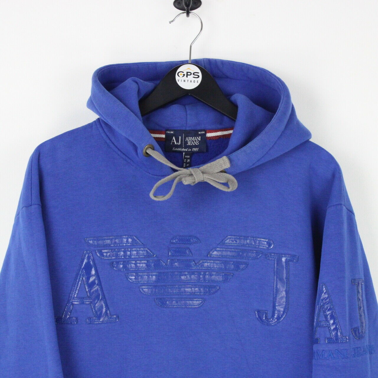 Mens ARMANI JEANS 00s Hoodie Blue | Large