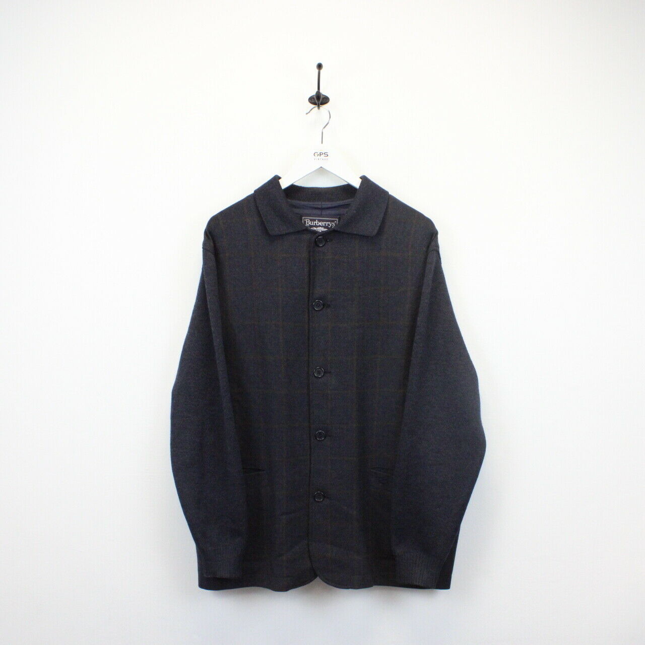 BURBERRYS 90s Mac Coat Navy Blue | Large