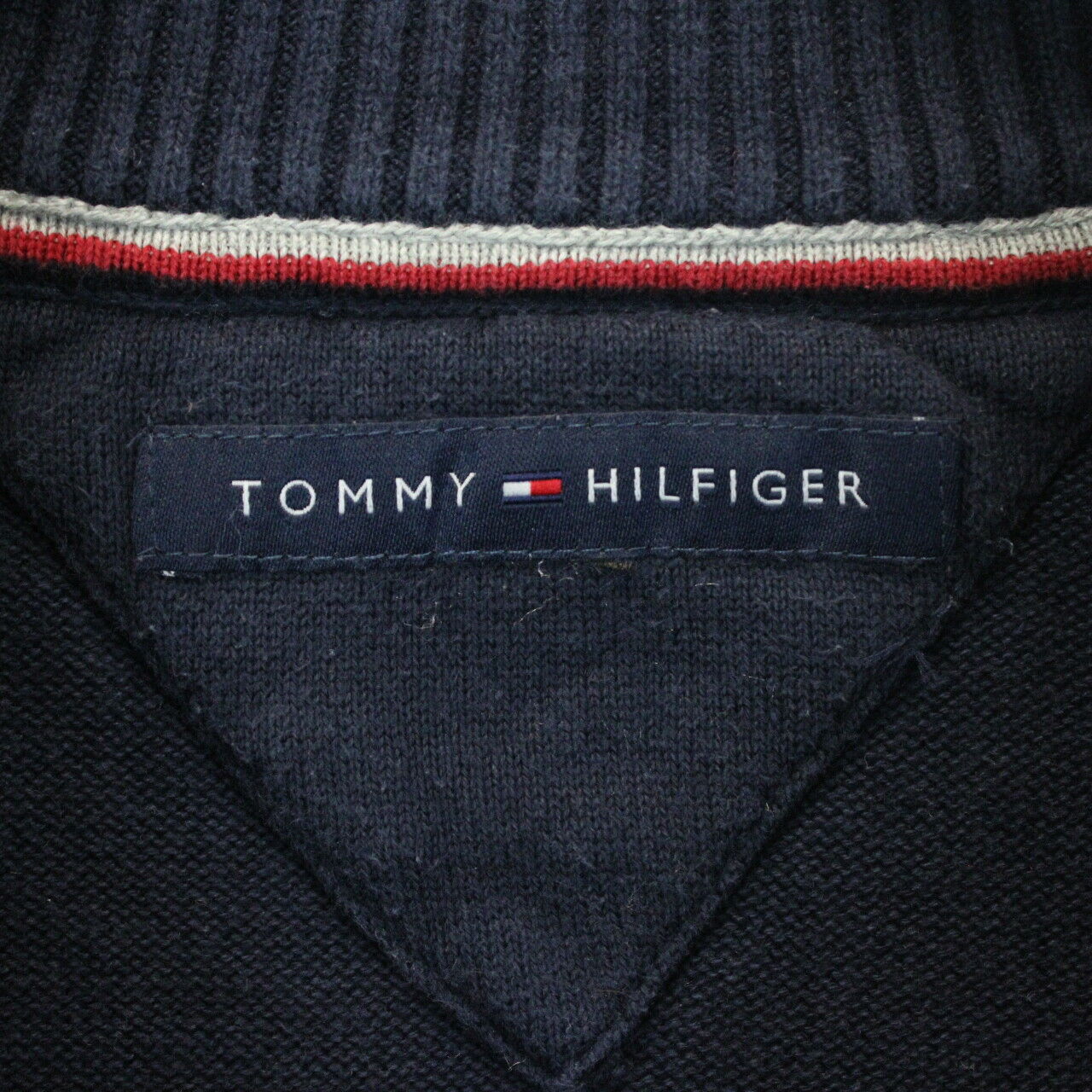 TOMMY HILFIGER 00s 1/4 Zip Knit Sweatshirt Navy Blue | Medium