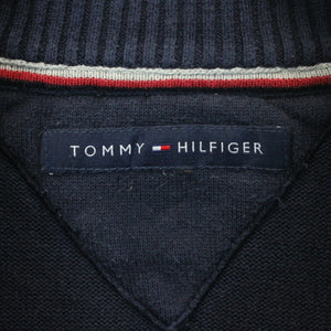TOMMY HILFIGER 00s 1/4 Zip Knit Sweatshirt Navy Blue | Medium