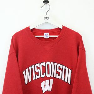 NCAA RUSSELL ATHLETIC 90s Wisconsin BADGERS Sweatshirt Red | Large
