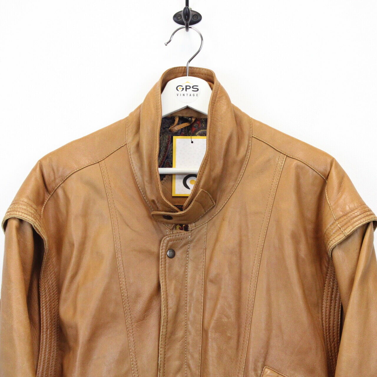 90s Leather Aviator Jacket Tan | XL