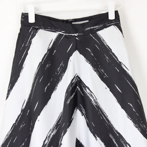Womens Chevron Midi Skirt Black White | Small
