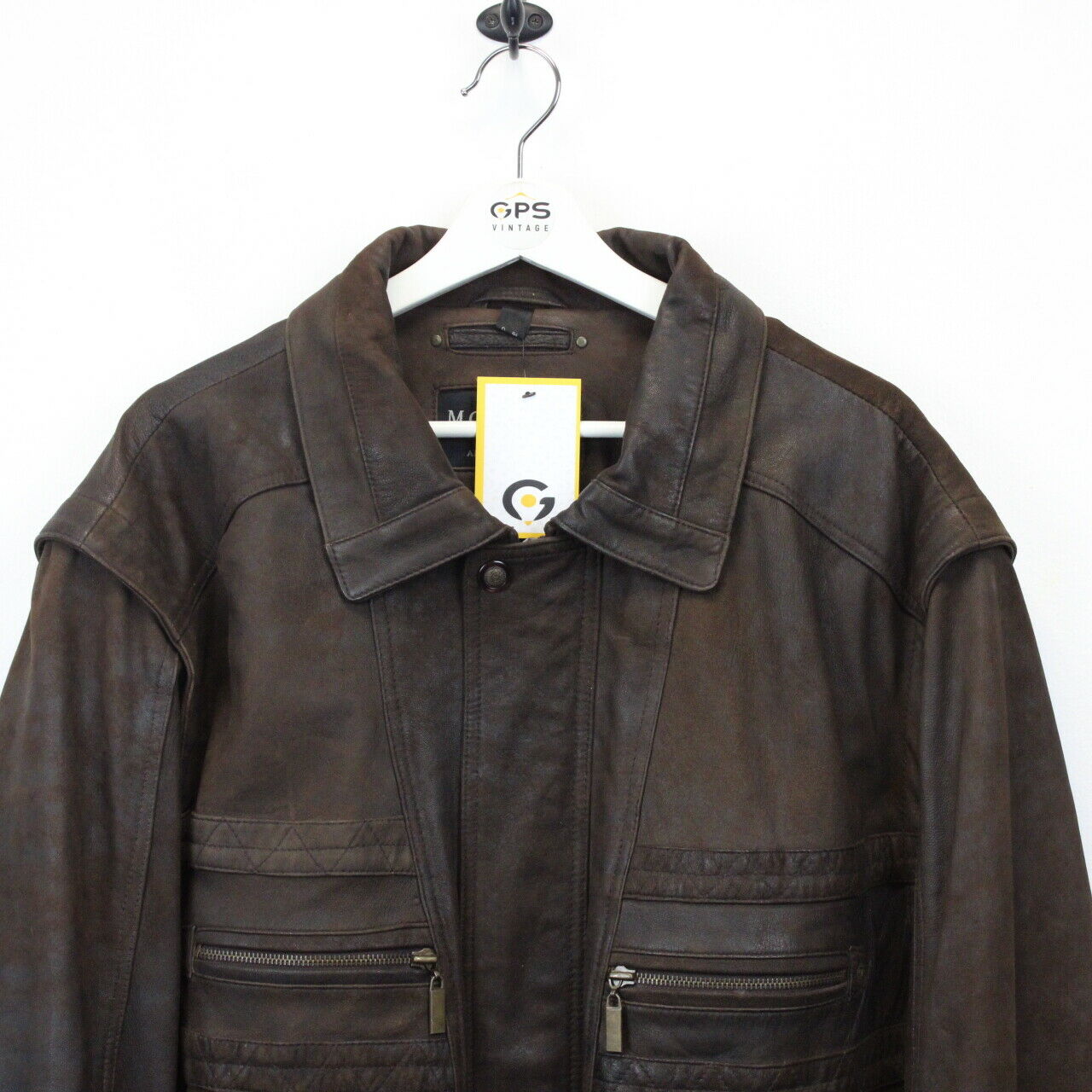 90s Leather Biker Jacket Brown | XXL