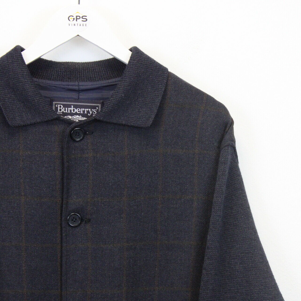 BURBERRYS 90s Mac Coat Navy Blue | Large