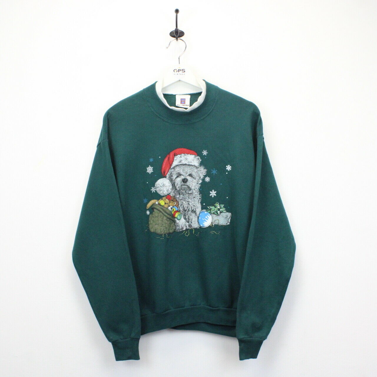 90s Christmas Sweatshirt Green | Medium